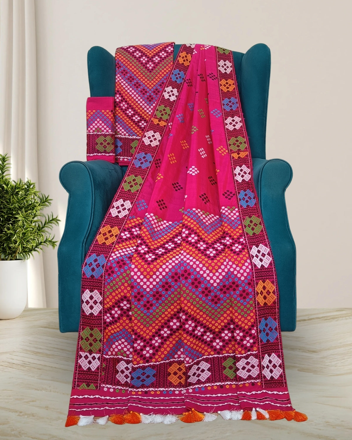 Padmini x Assam paat  mising mekhela sador- DMC motifs