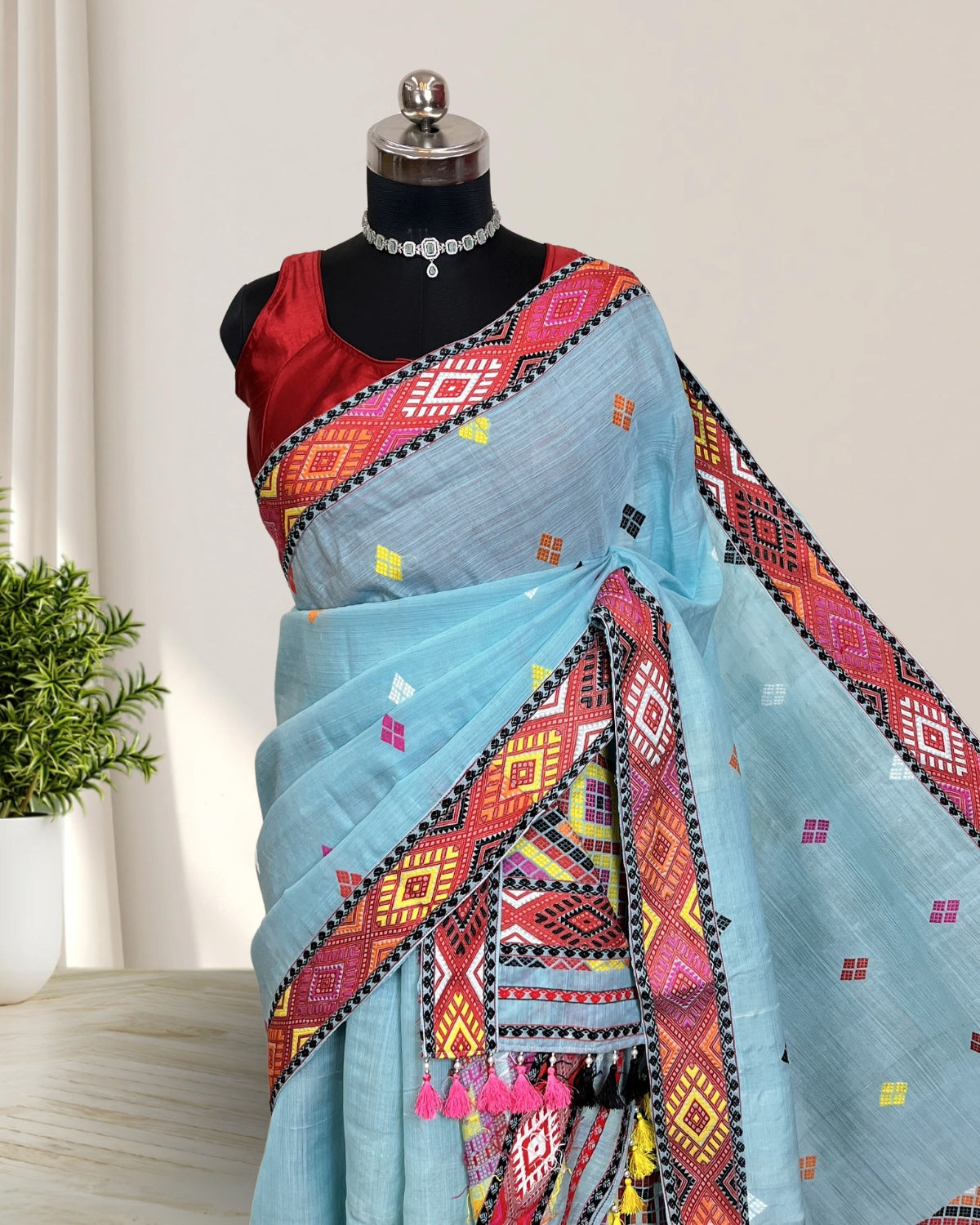 Semi nuni Mising mekhela sador- DMC motifs