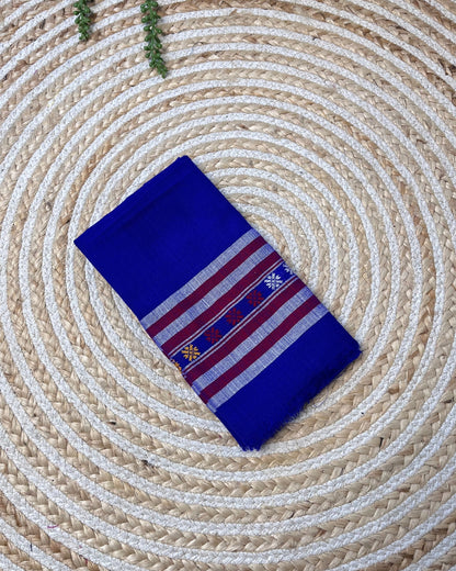 Ribi design Mising mekhela sador - Royal blue