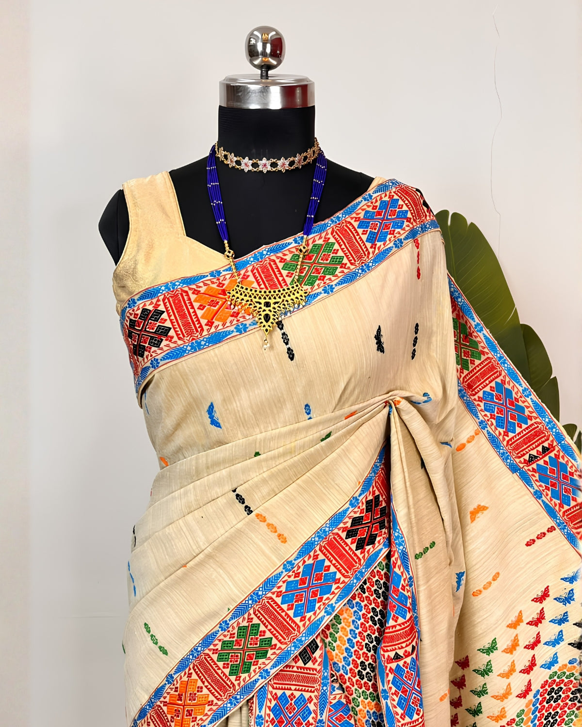 Padmini cotton x Eri silk Mising mekhela sador- DMC motifs