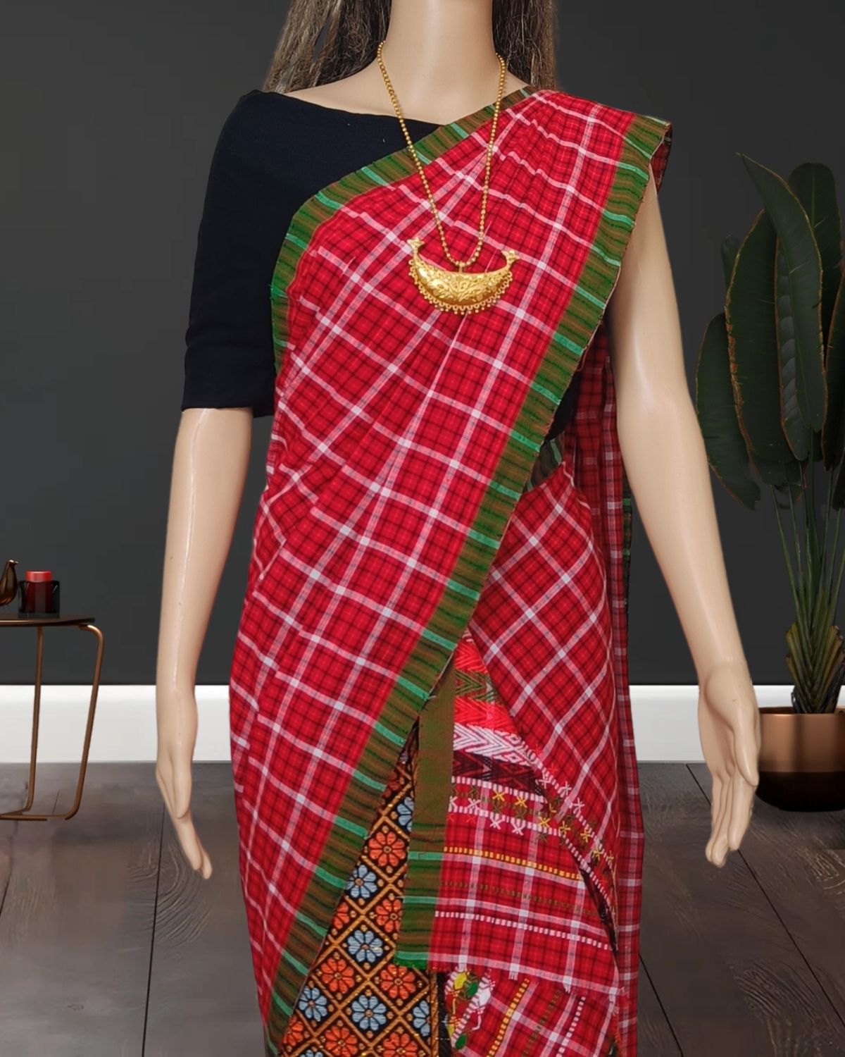 Padmini cotton single sador - Red