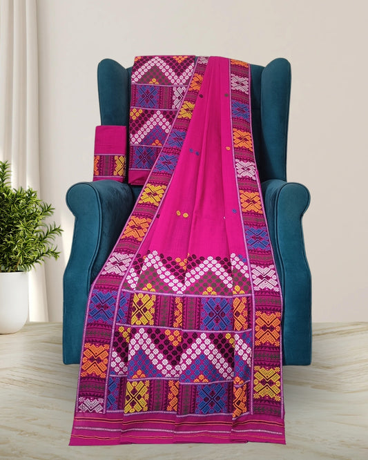 Padmini cotton Mising mekhela sador-Pink