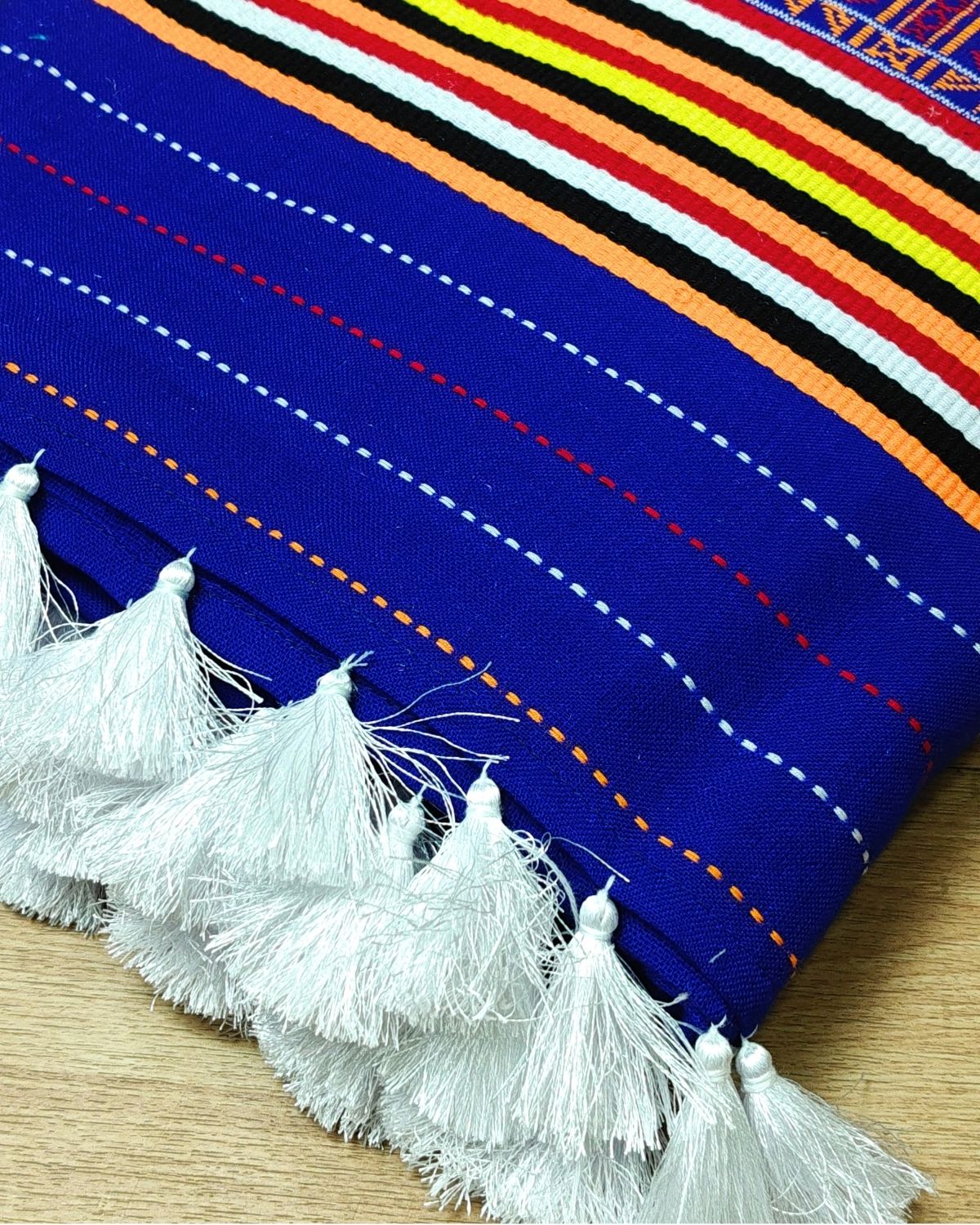Ribi design Mising mekhela sador - Royal blue
