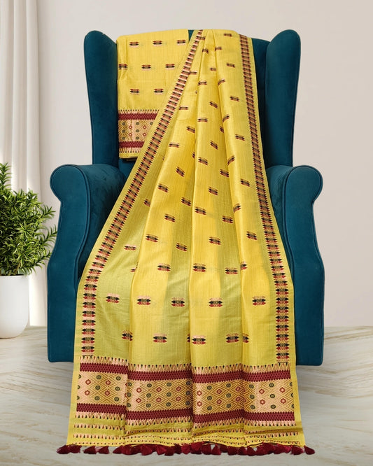 Dyed Tussar silk mekhela sador