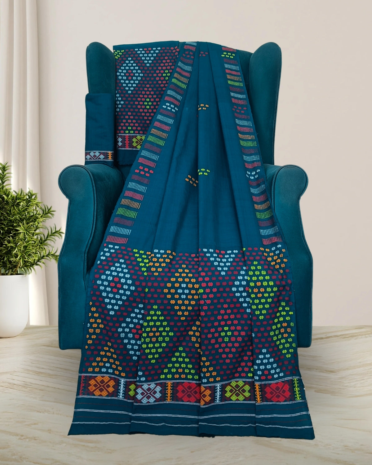 Padmini cotton Mising mekhela sador -Green