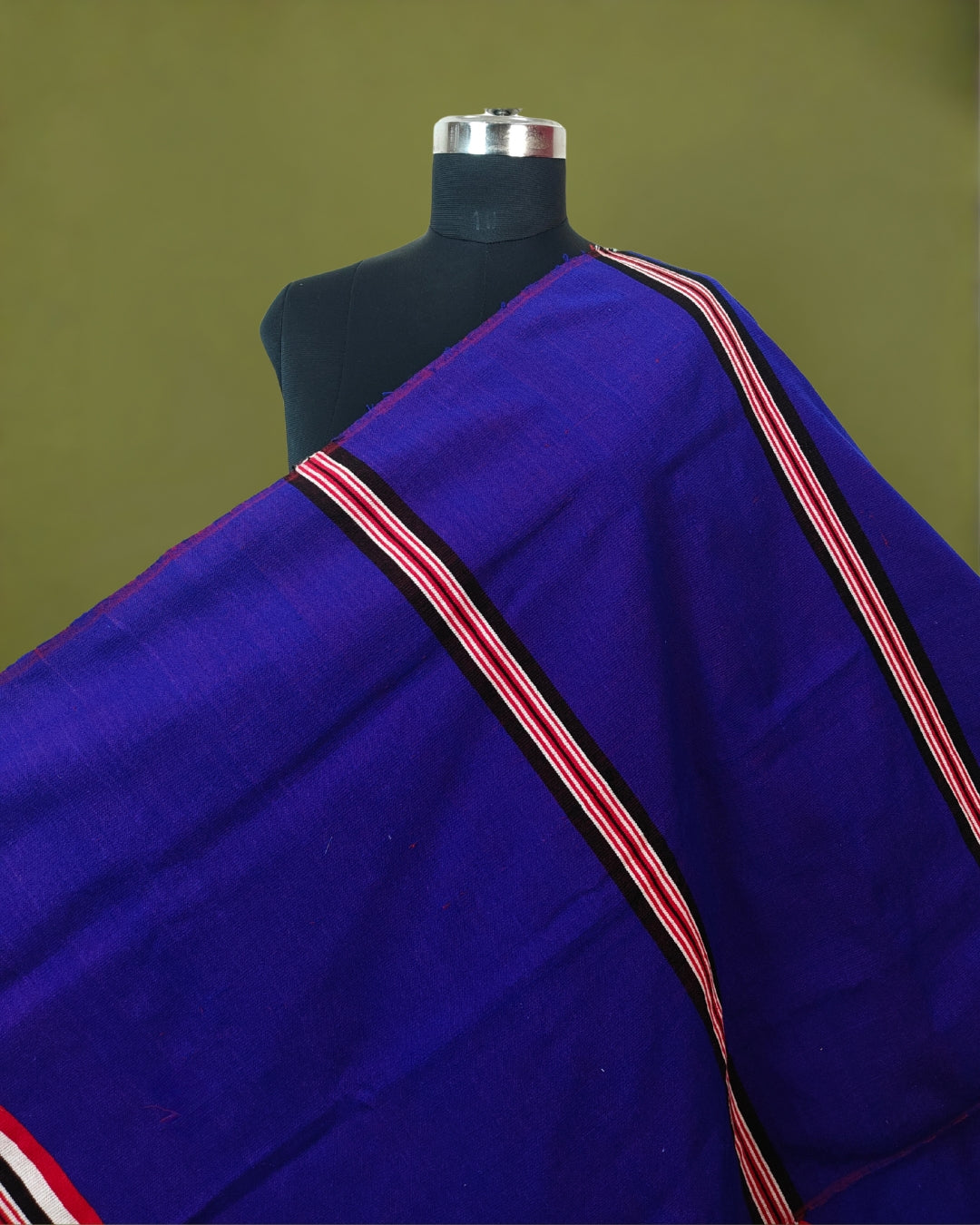 Mising Ribi design woolen Stole - Blue