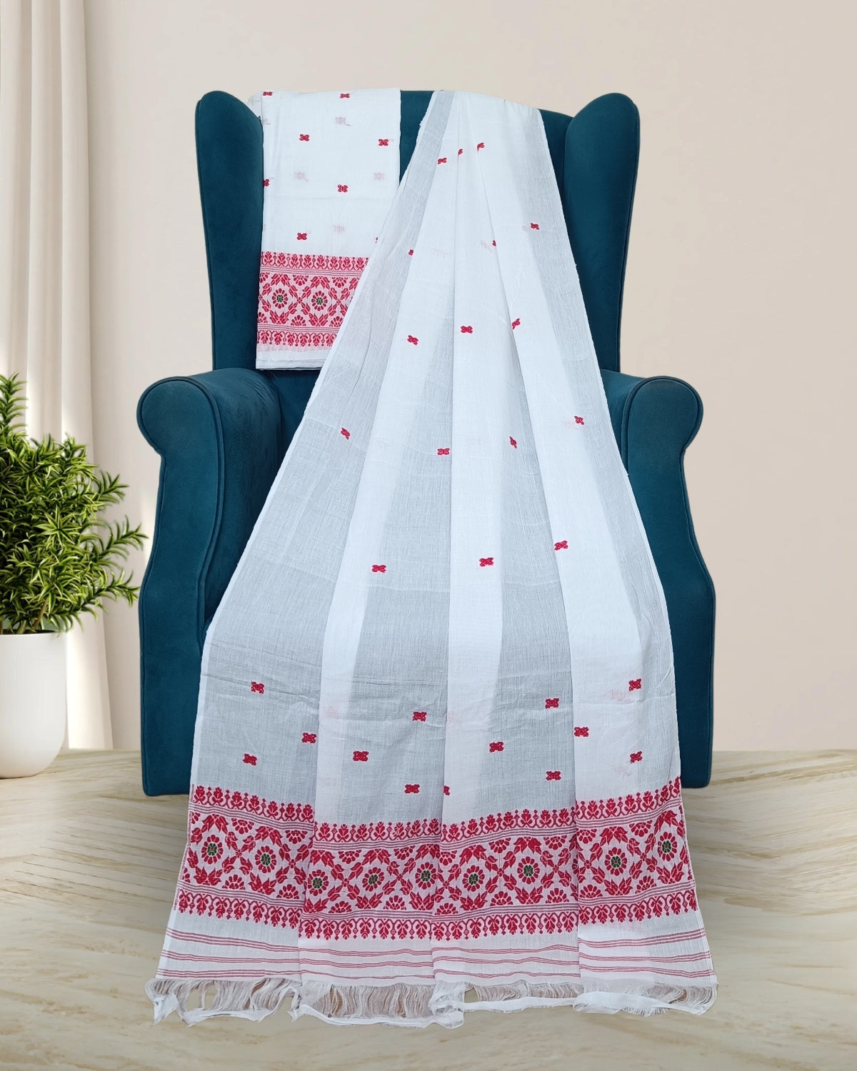 Mercerised cotton mekhela sador