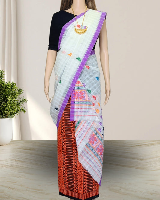 Semi nuni single sador with gos buta motifs