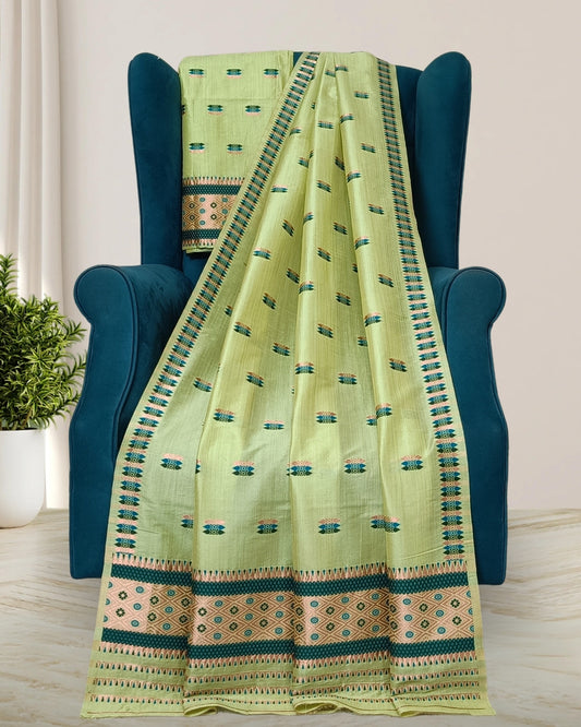 Dyed tussar silk mekhela sador