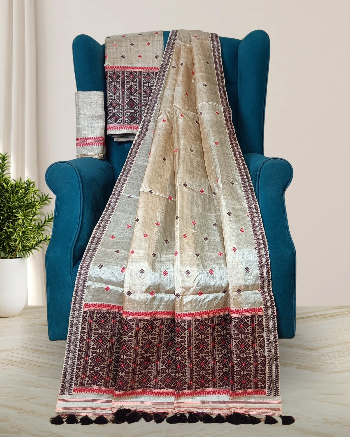 Tussar silk mekhela sador