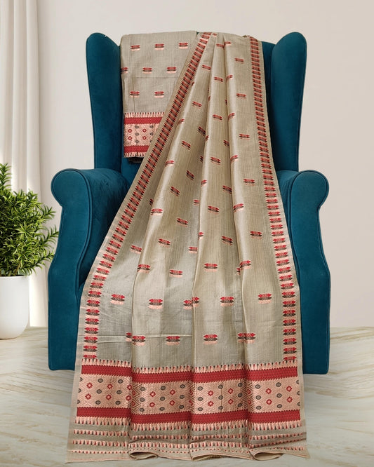 Dyed Tussar silk mekhela sador