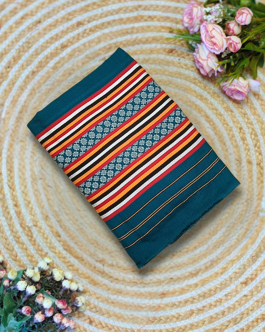 Ribi design Mising mekhela sador - Teal green
