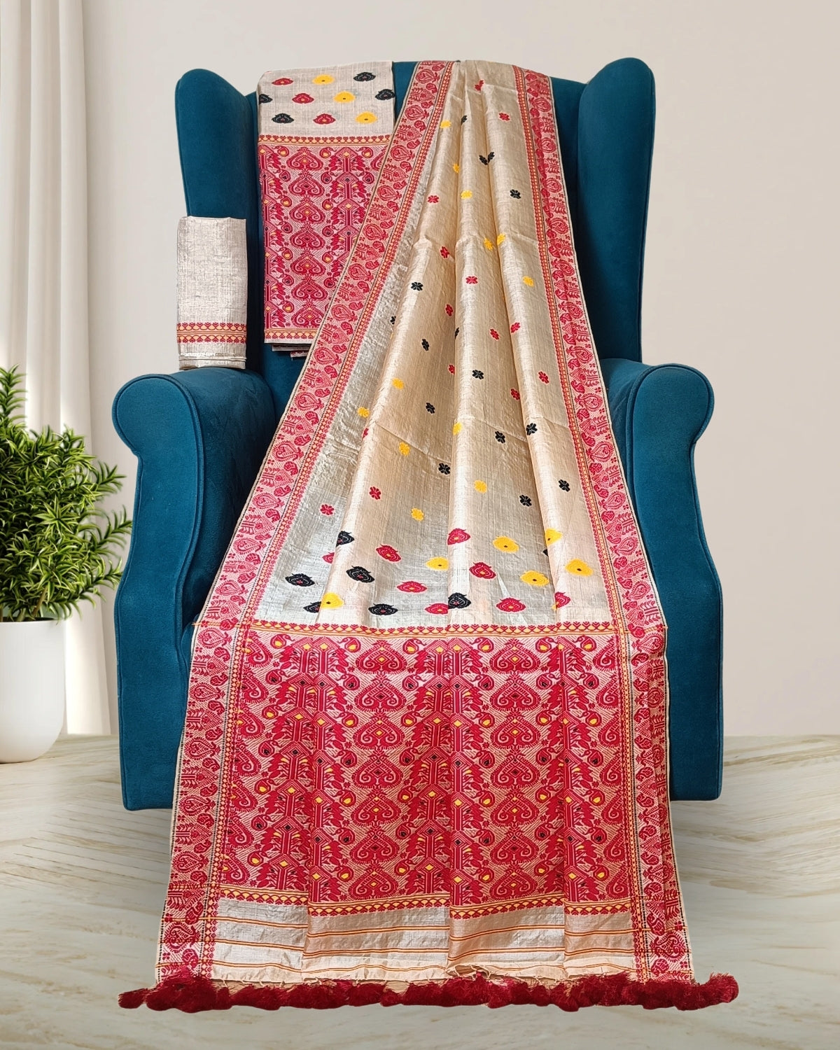 Tussar silk mekhela sador