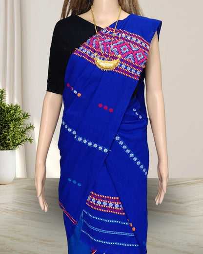 Gero design padmini cotton single sador - Blue
