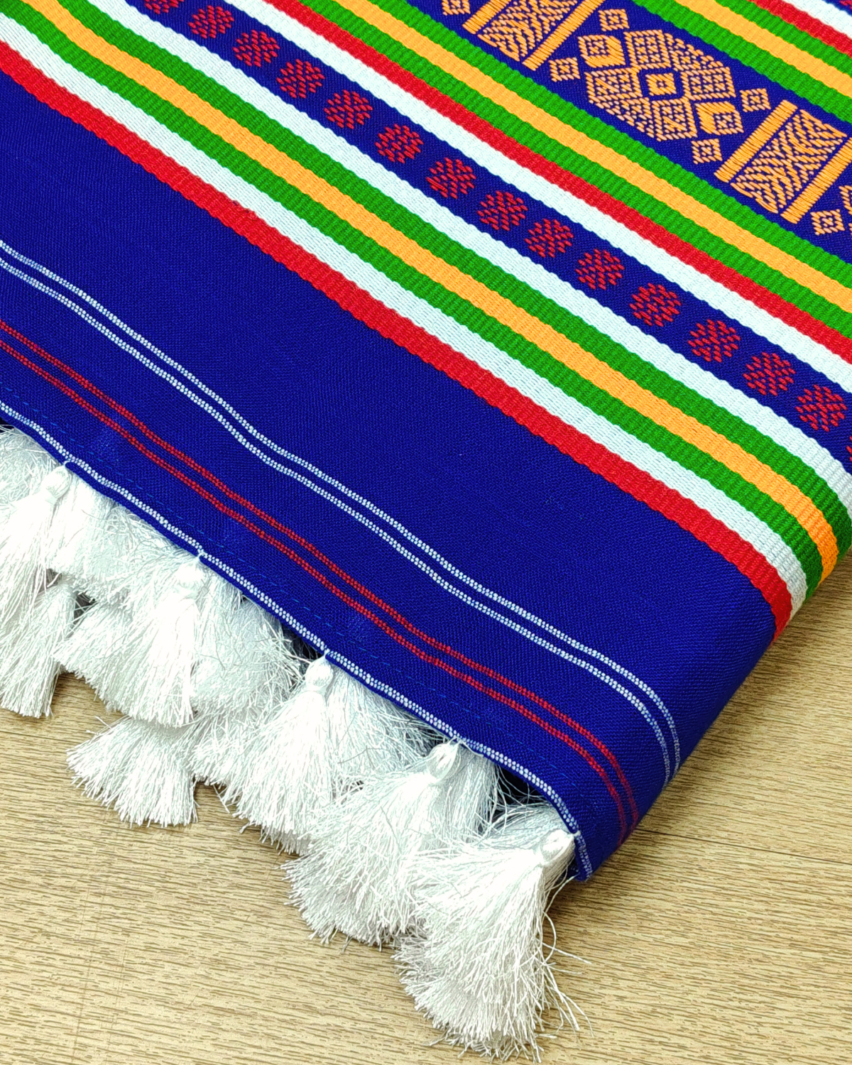 Ribi design Mising mekhela sador - Royal blue