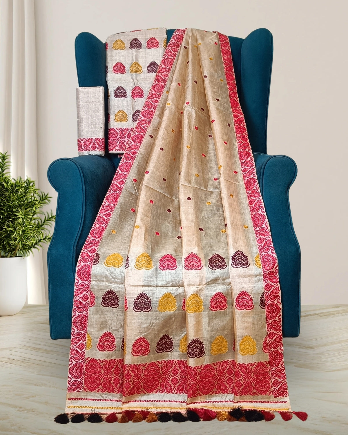 Tussar silk mekhela sador