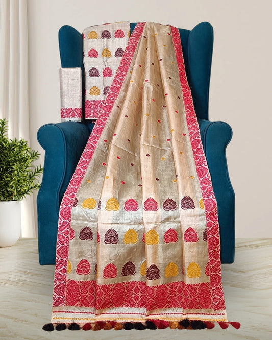 Tussar silk mekhela sador