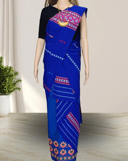Gero design padmini cotton single sador - Blue