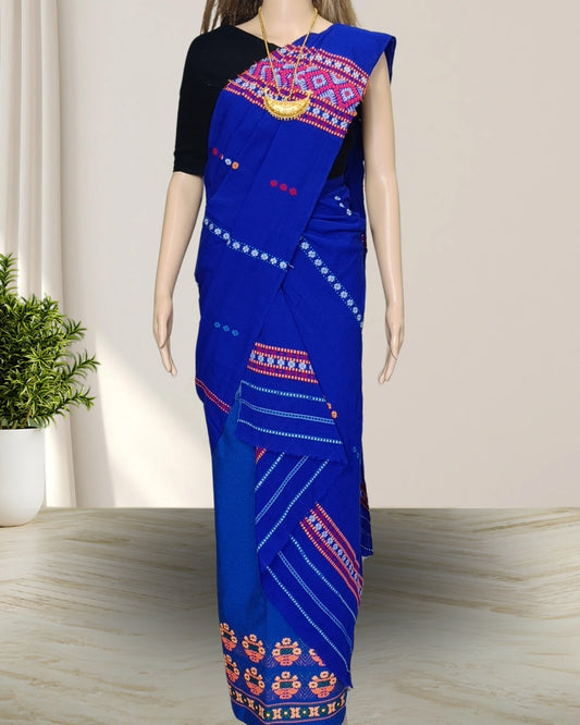 Gero design padmini cotton single sador - Blue
