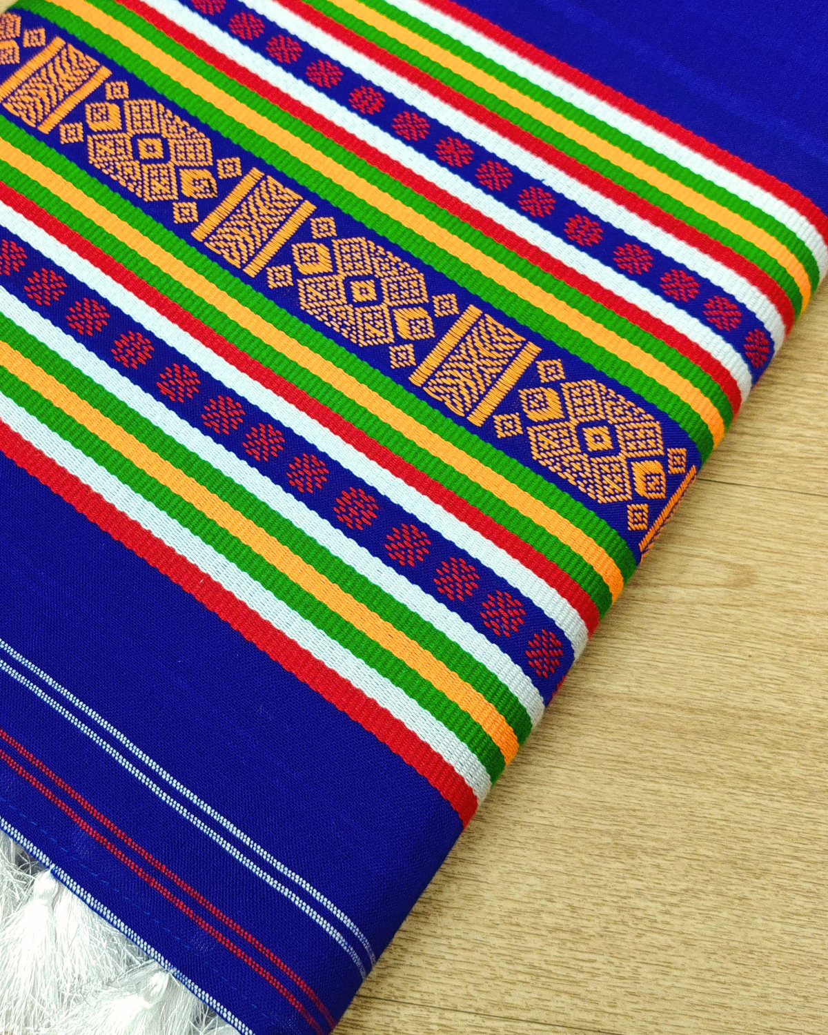 Ribi design Mising mekhela sador - Royal blue
