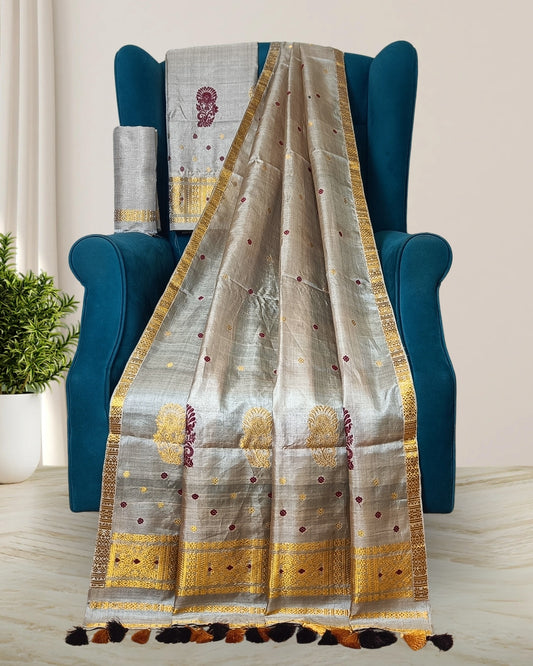 Tussar silk mekhela sador