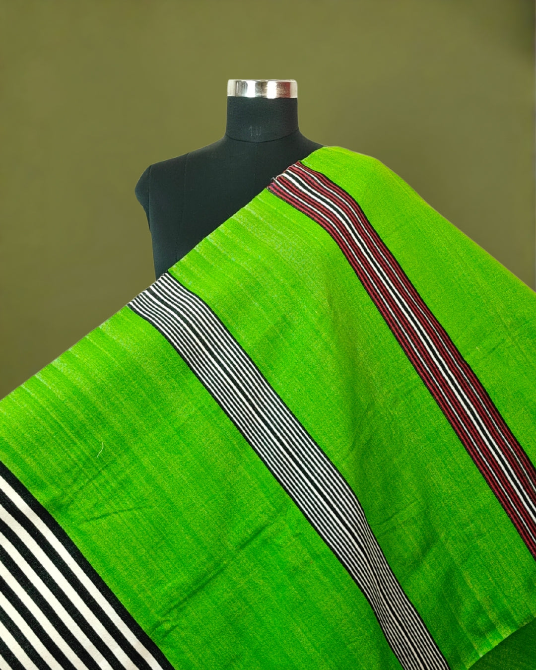 Mising Ribi design woolen Stole - Green