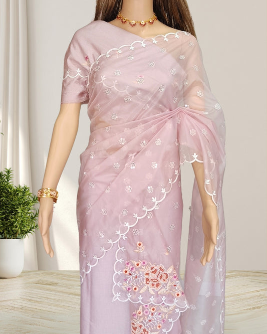 Organza Mekhela Chadar