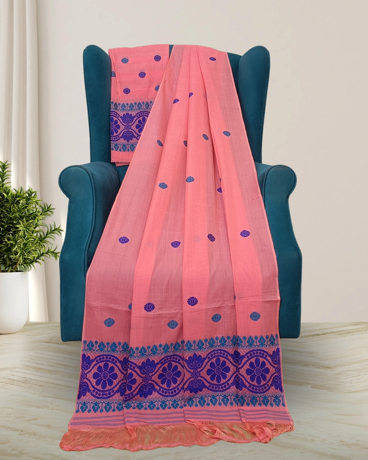 Mercerised cotton mekhela sador