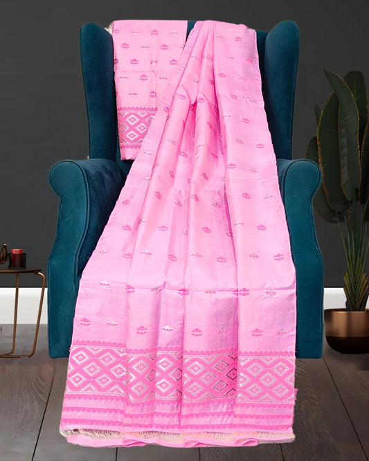 Dyed tussar silk mekhela chadar