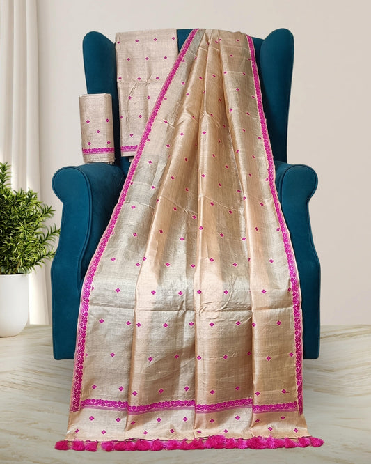 Tussar silk mekhela sador