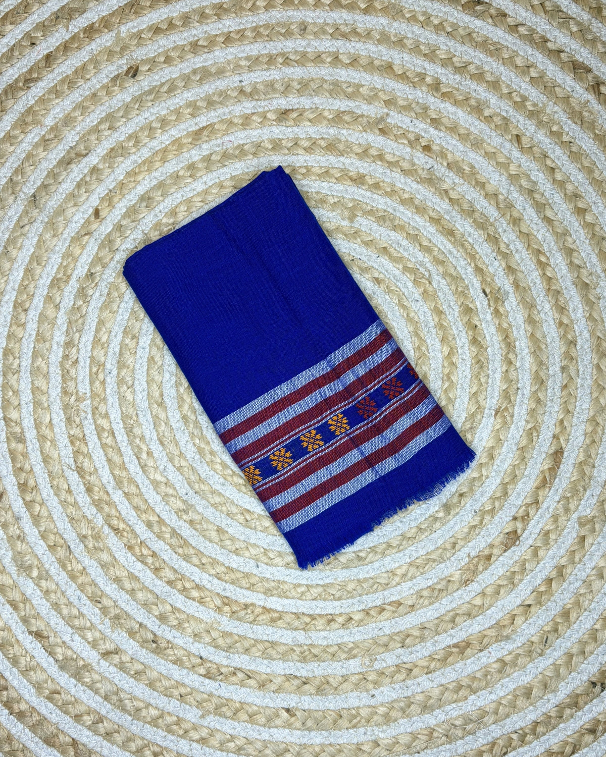 Ribi design Mising mekhela sador -Royal blue