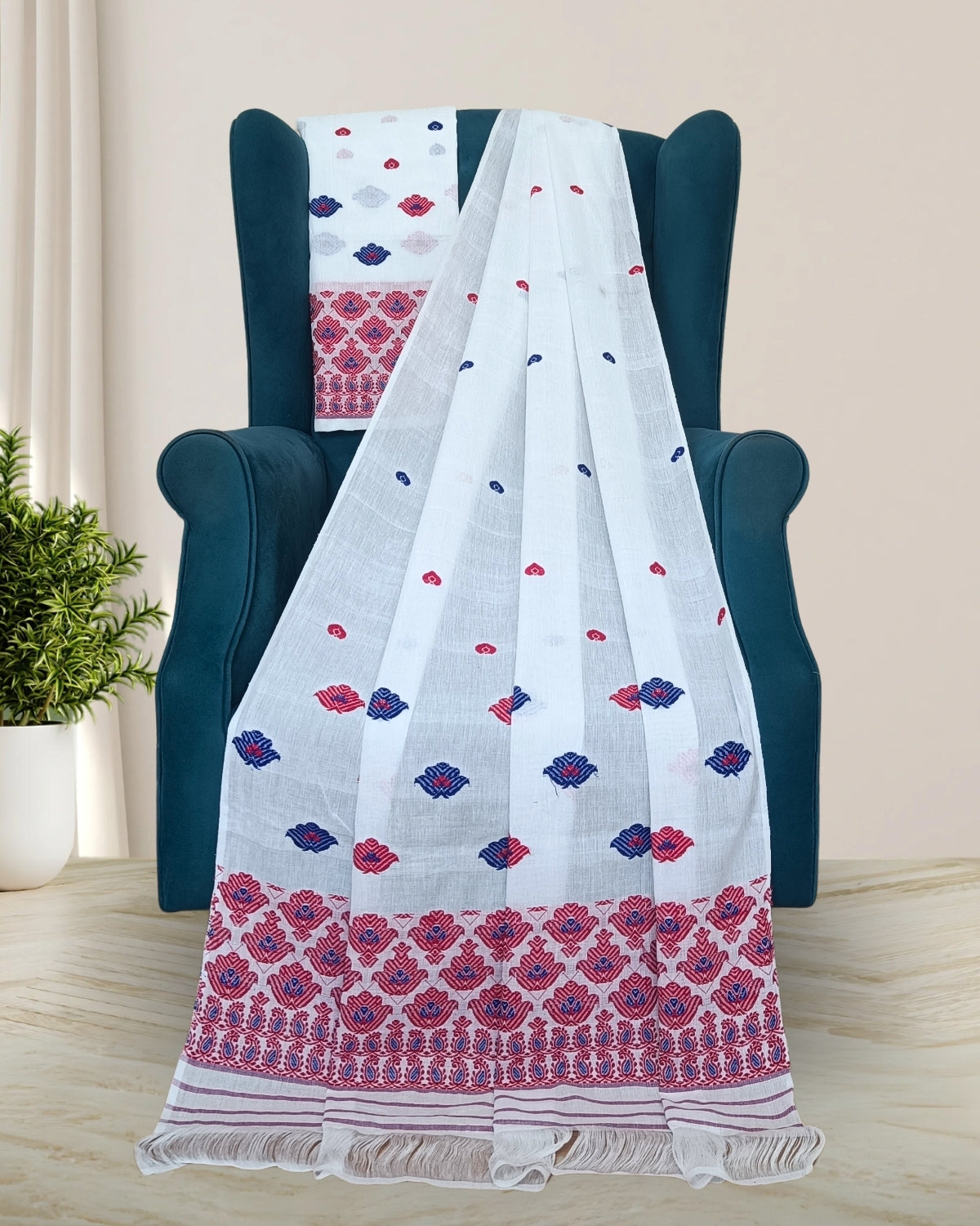 Mercerised cotton mekhela sador