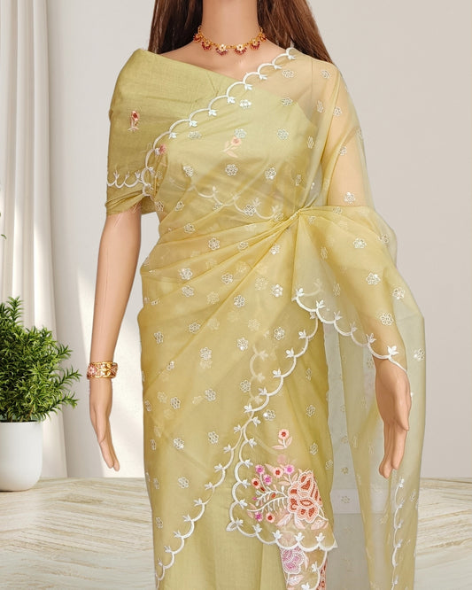 Organza Mekhela Chadar