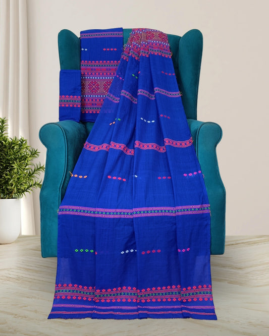 Gero design Mising mekhela sador -Blue