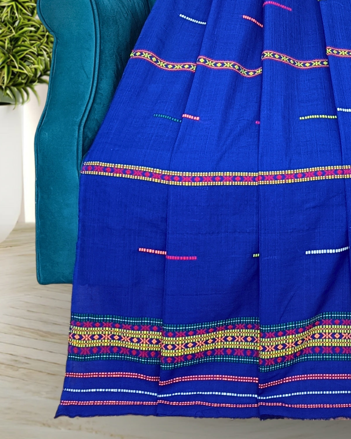 Gero design Mising mekhela sador - Royal blue