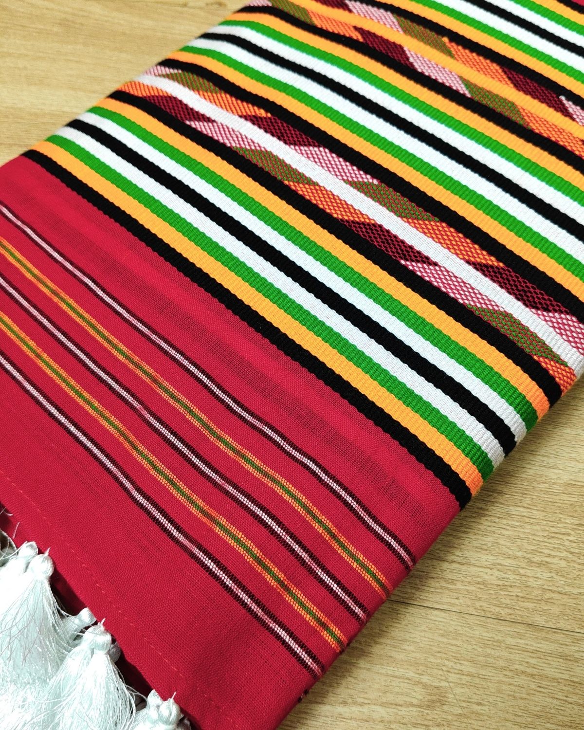 Ribi design Mising mekhela sador - Red