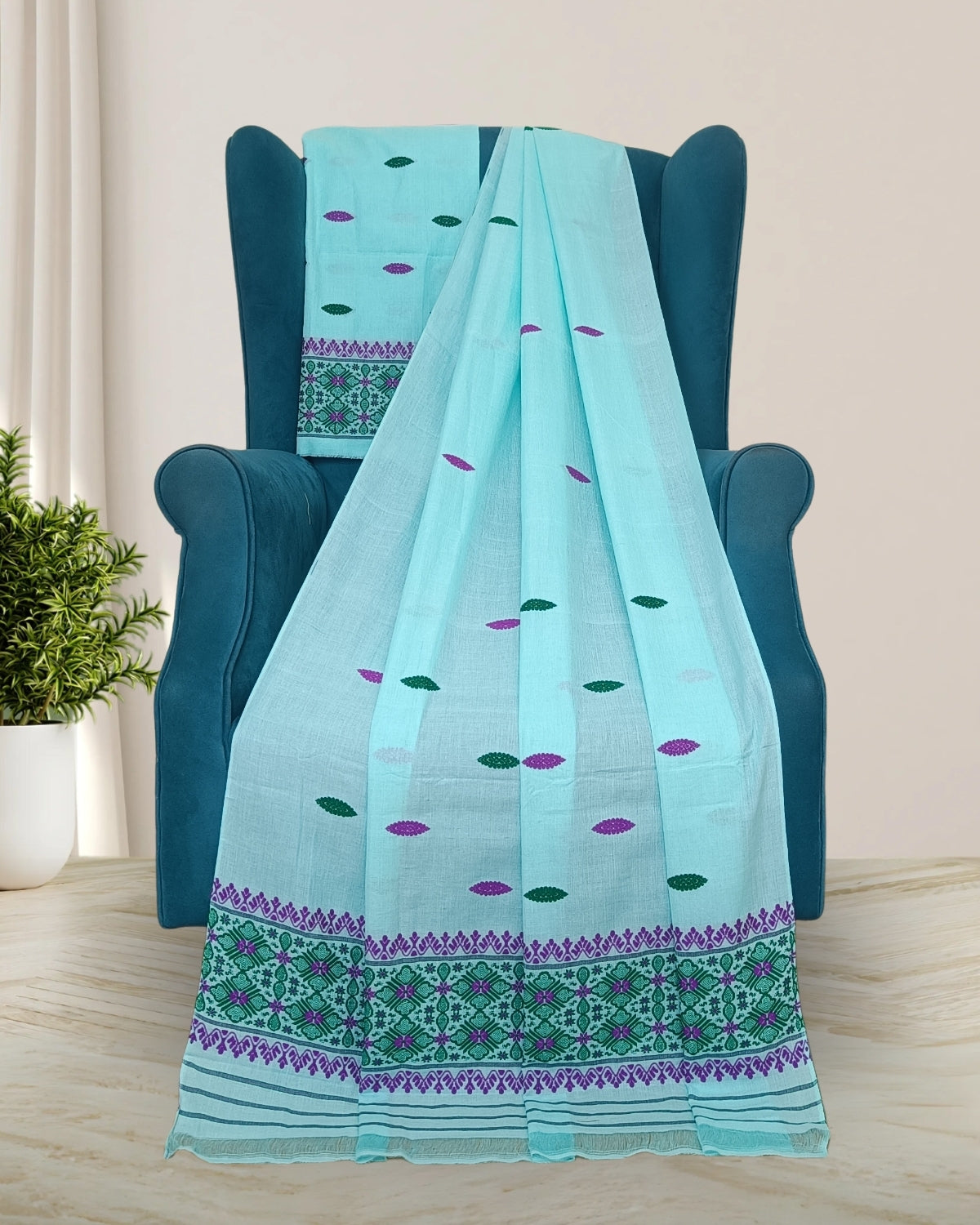 Mercerised cotton mekhela sador