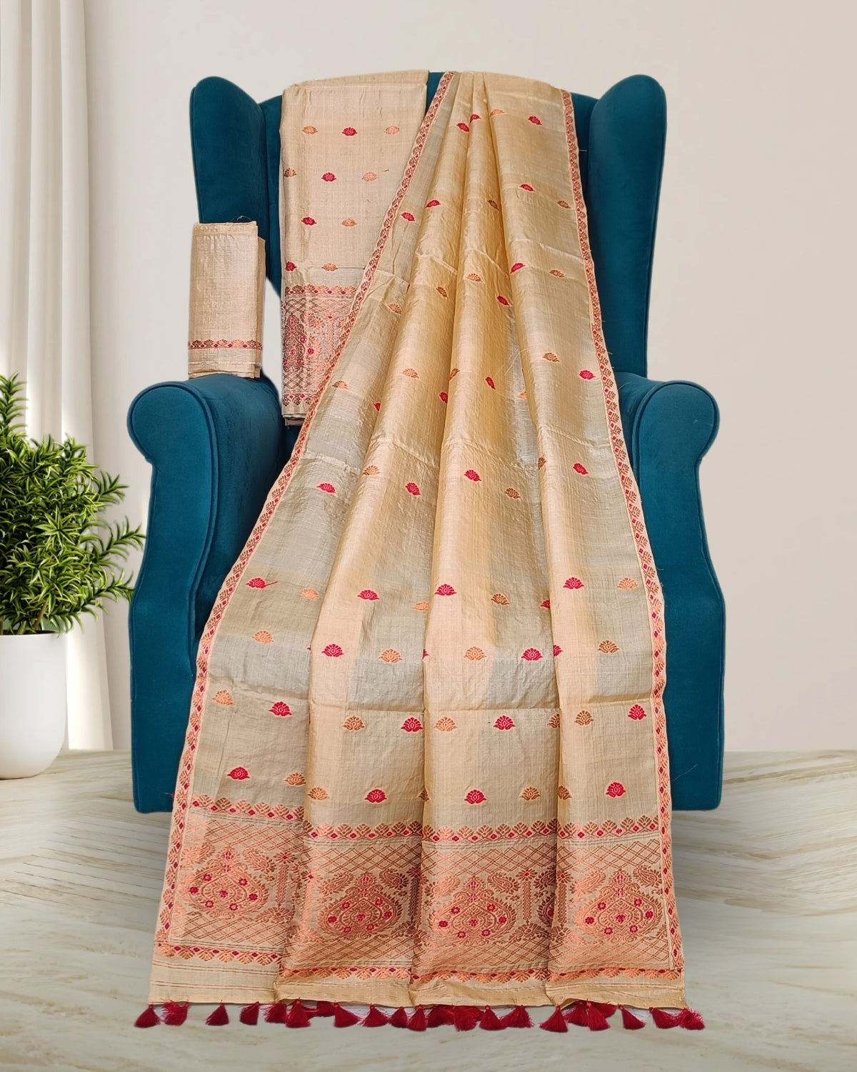 Tussar silk mekhela sador