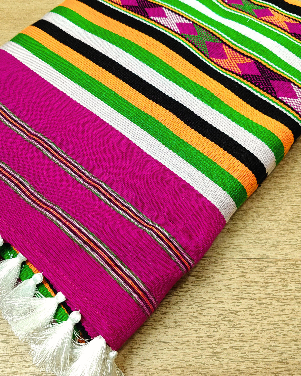 Ribi design Mising mekhela sador - Pink