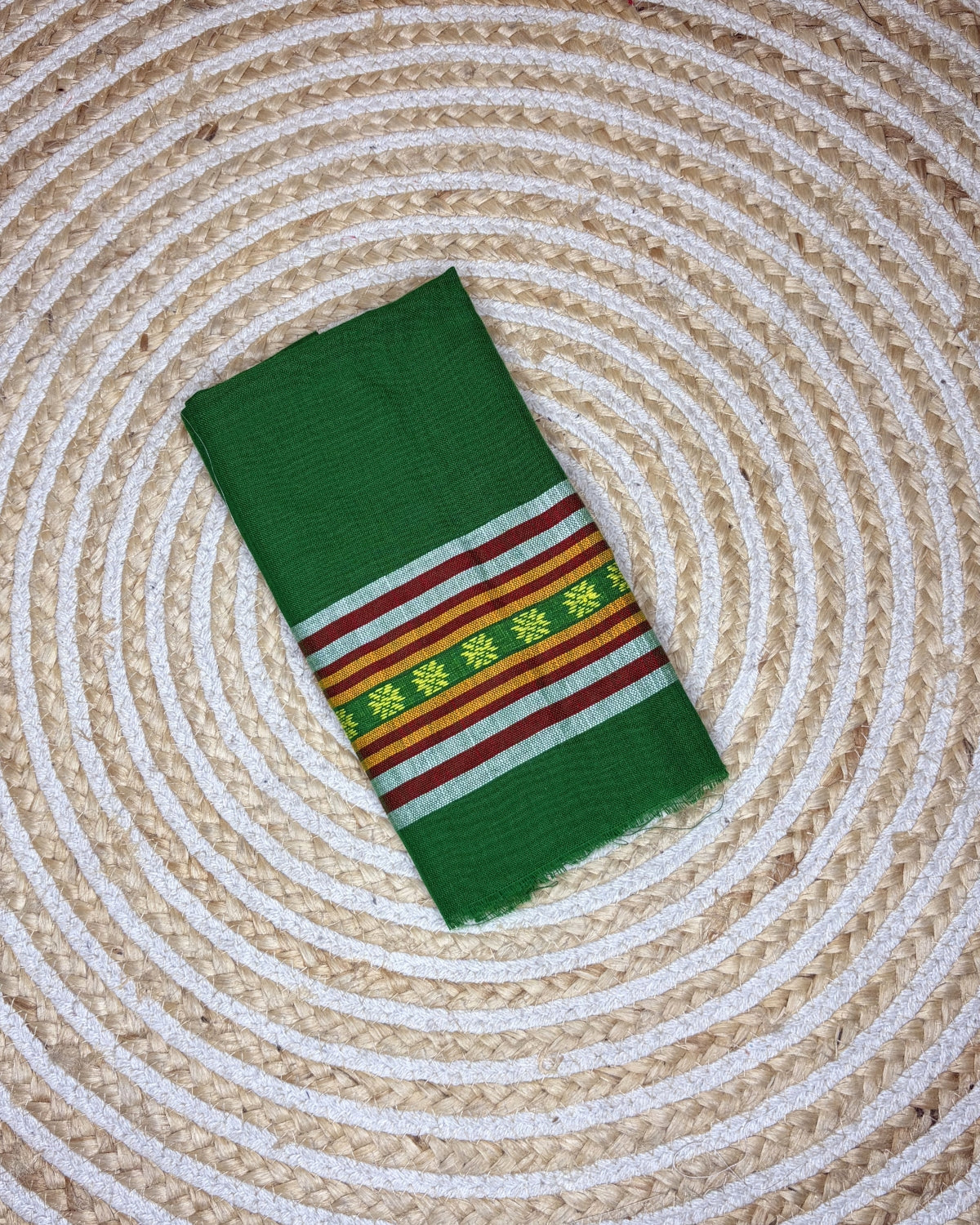 Ribi design Mising mekhela sador -Green