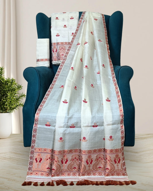 Dyed Tussar silk mekhela sador