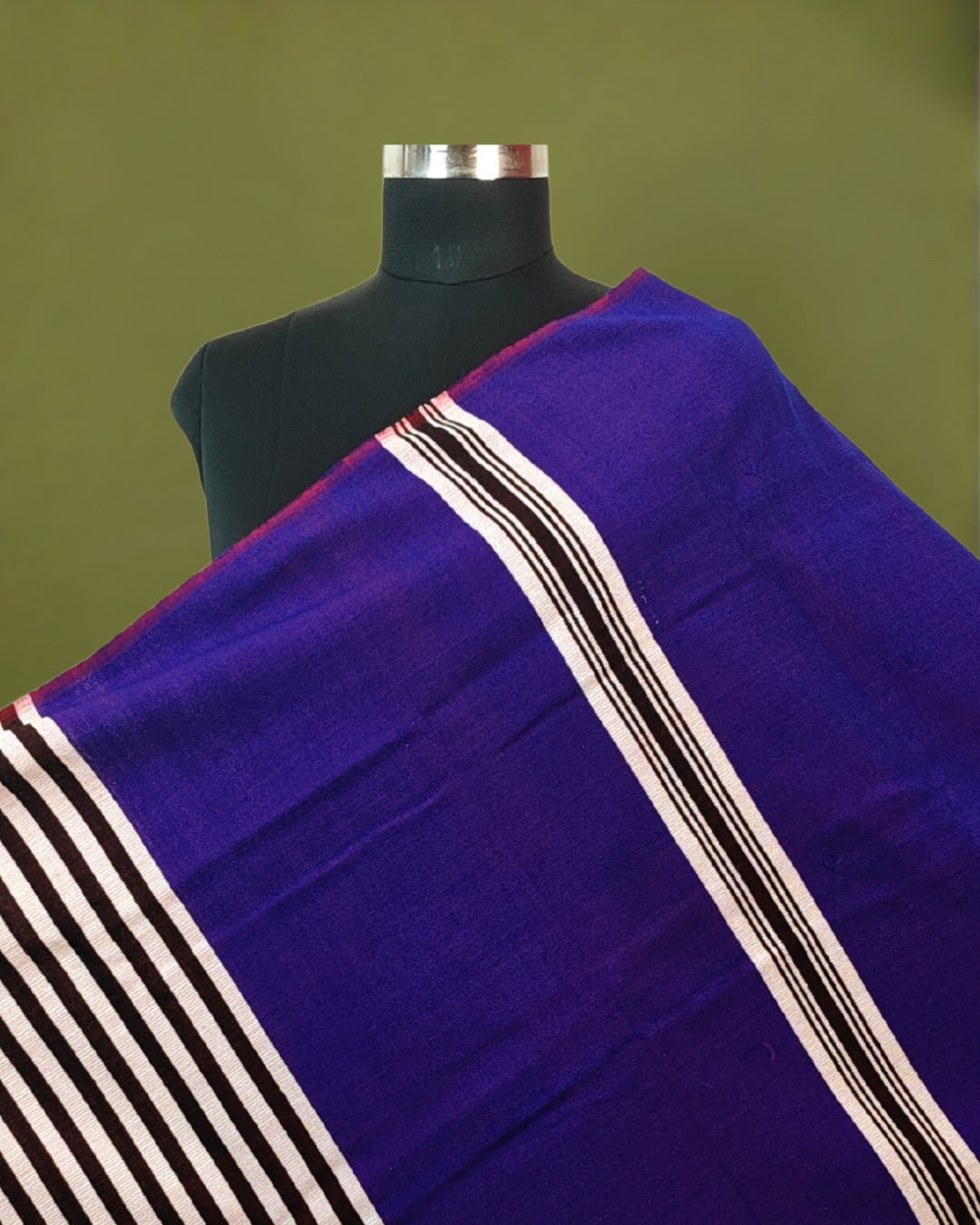 Mising Ribi design woolen Stole - Blue