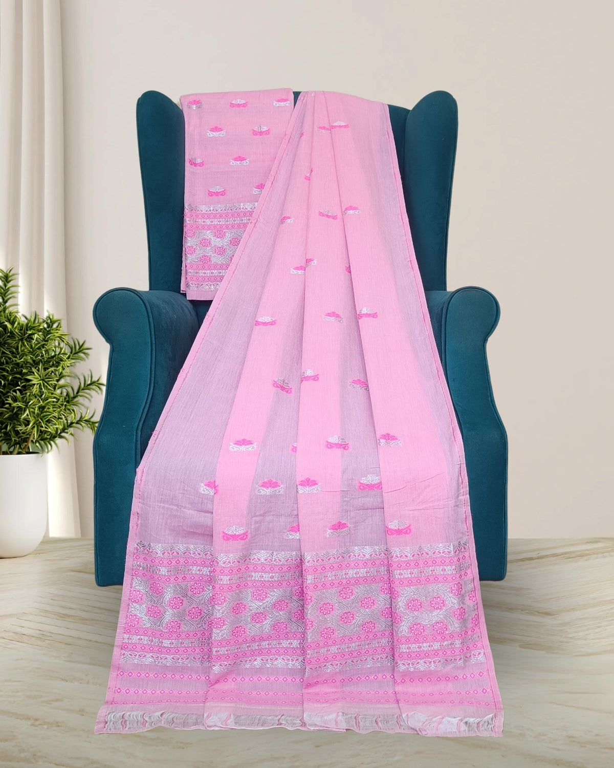 Mercerised cotton mekhela sador