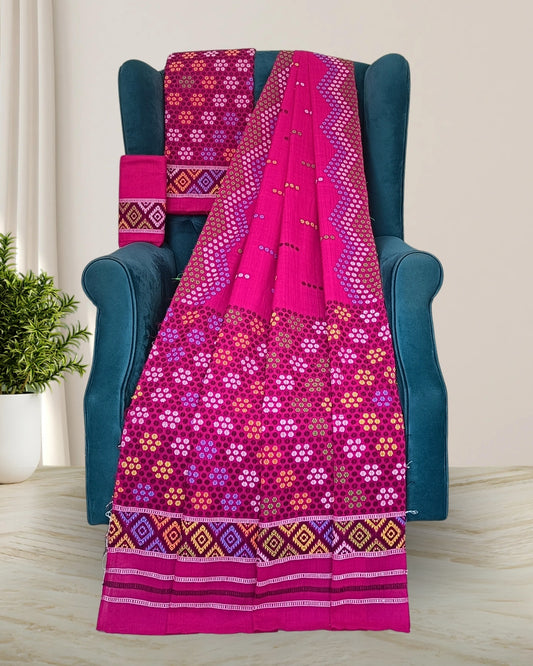 Rani pink padmini cotton Mising mekhela sador