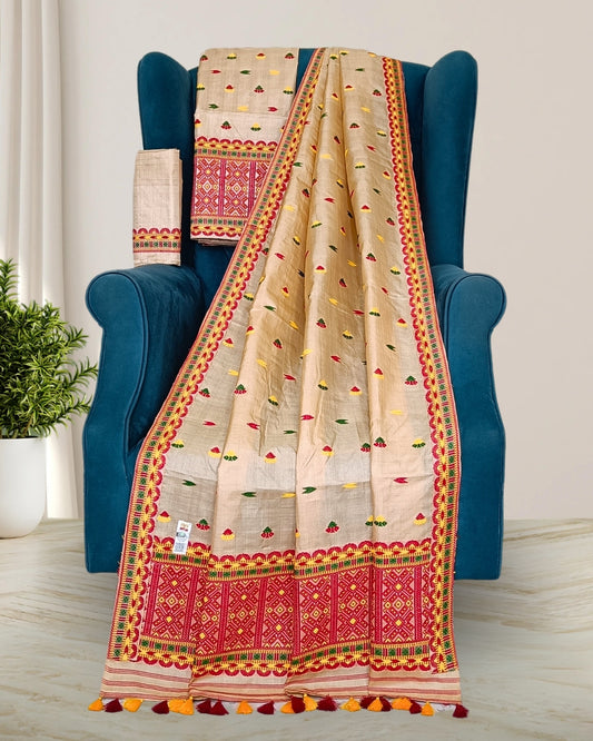 Tussar silk mekhela sador