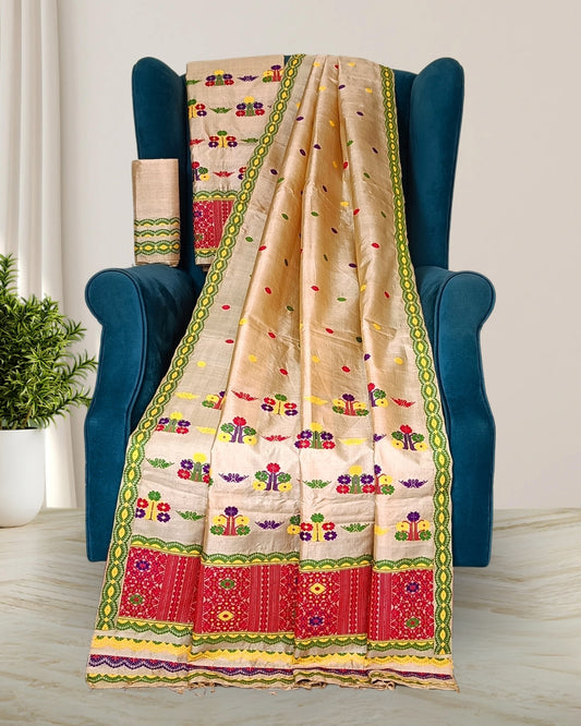 Tussar silk mekhela sador
