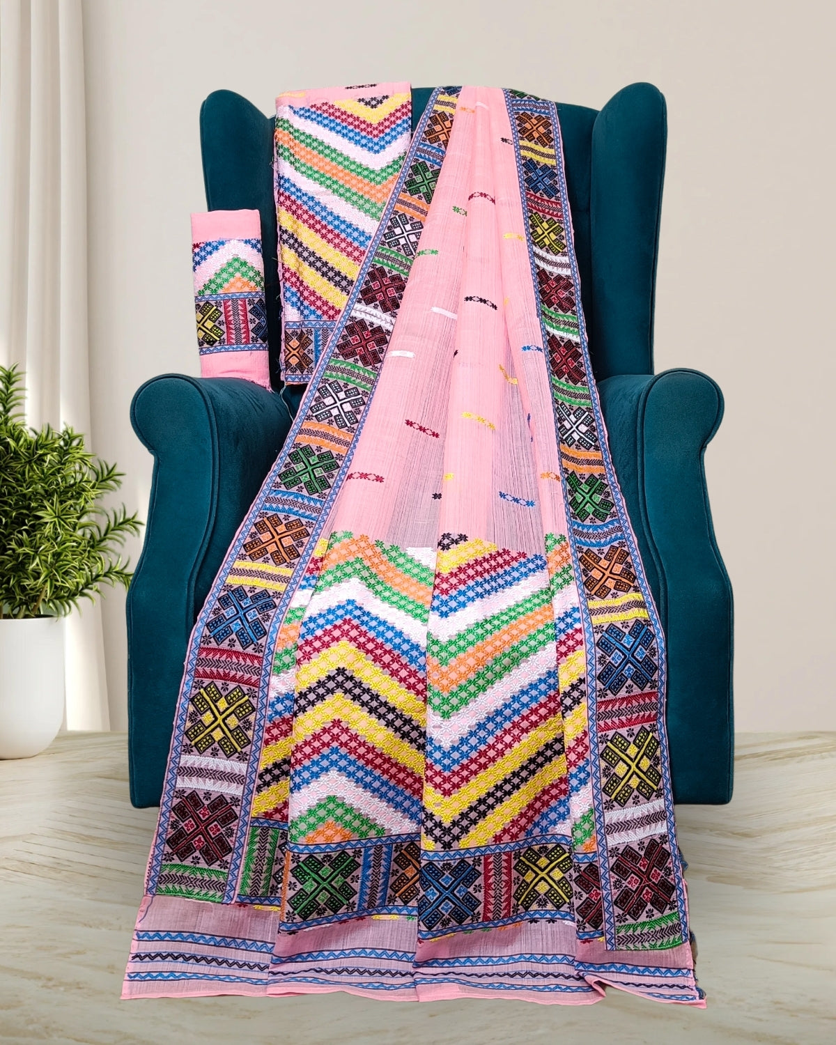 Semi nuni Mising mekhela sador- DMC motifs