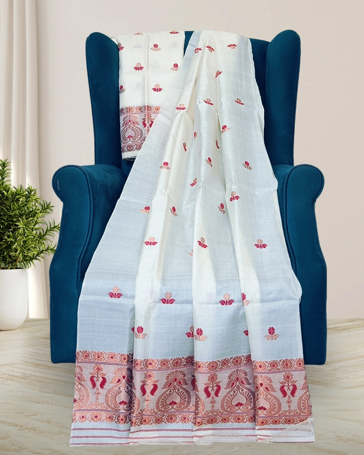 Dyed Tussar silk mekhela sador