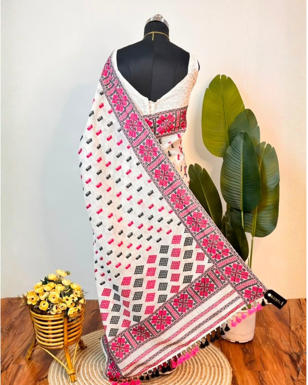 Semi nuni Mising mekhela sador- DMC motifs
