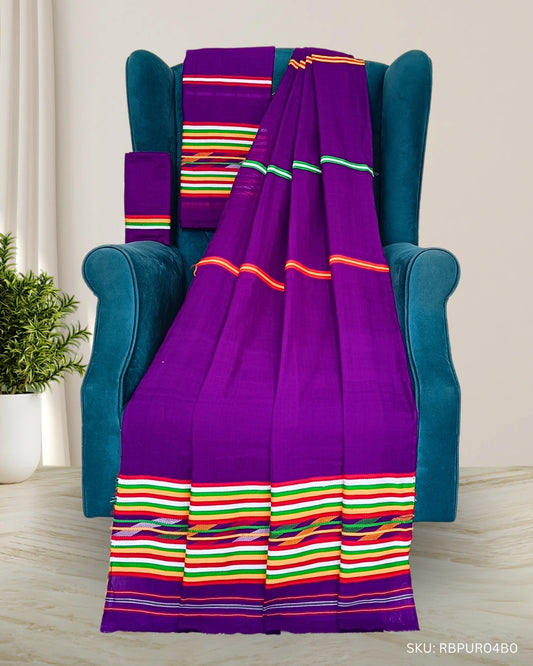 Ribi design Mising mekhela chadar - Purple